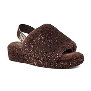 UGG Metallic Sparkle Fluff Shearling Slippers | Size 7 | NWT | Brown